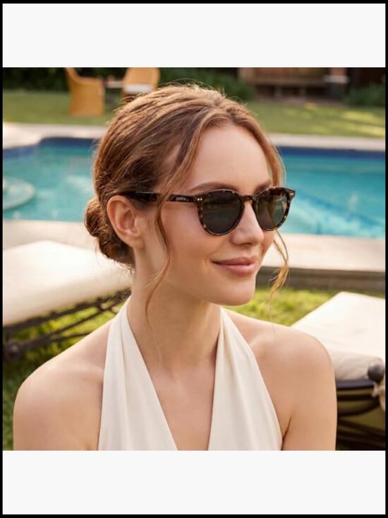 Retro Acetate Womens Polarized Sunglasses UV400 Protection Panto Frame main image 7